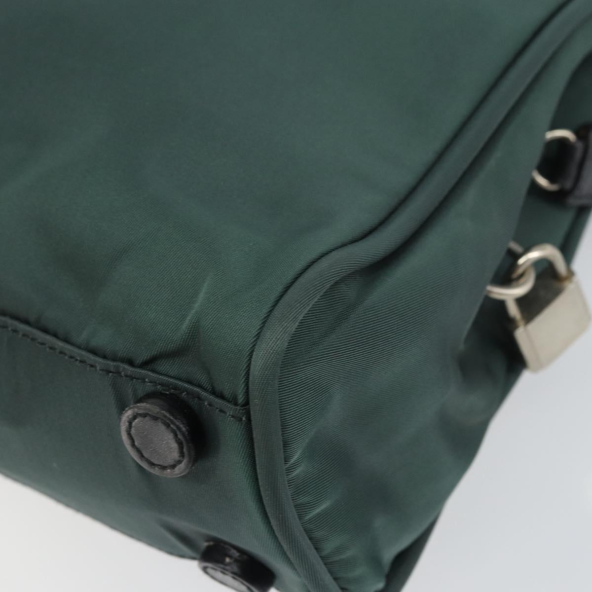 PRADA Hand Bag Nylon Khaki Silver Auth ti3539