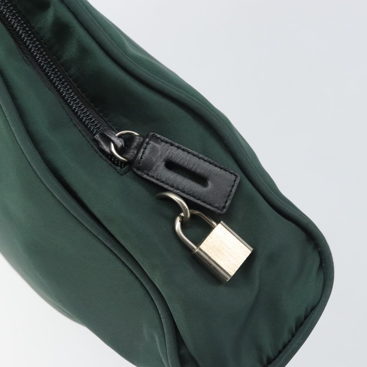 PRADA Hand Bag Nylon Khaki Silver Auth ti3539