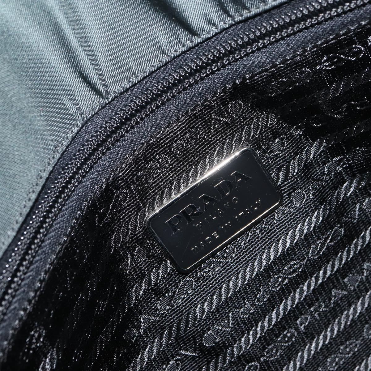 PRADA Hand Bag Nylon Khaki Silver Auth ti3539