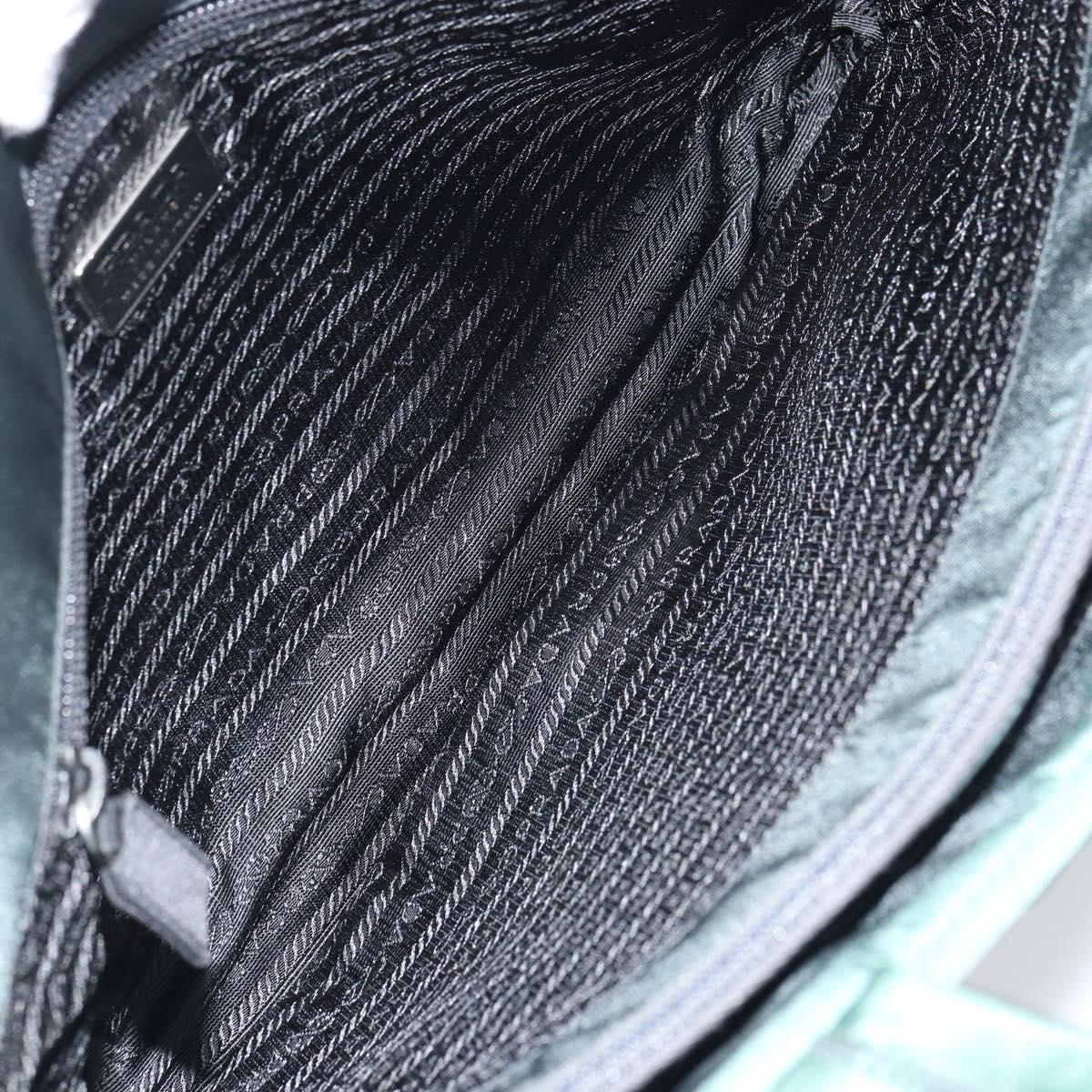 PRADA Hand Bag Nylon Khaki Silver Auth ti3539