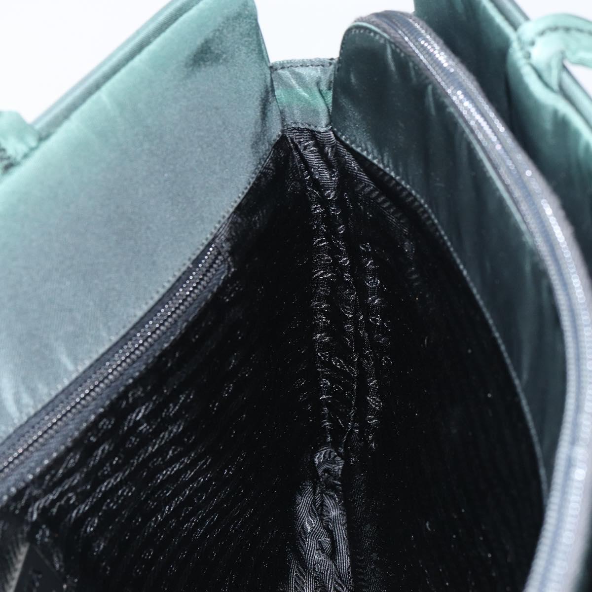 PRADA Hand Bag Nylon Khaki Silver Auth ti3539