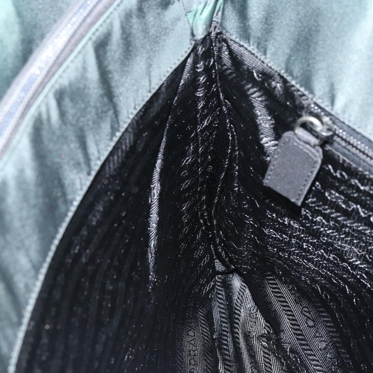 PRADA Hand Bag Nylon Khaki Silver Auth ti3539