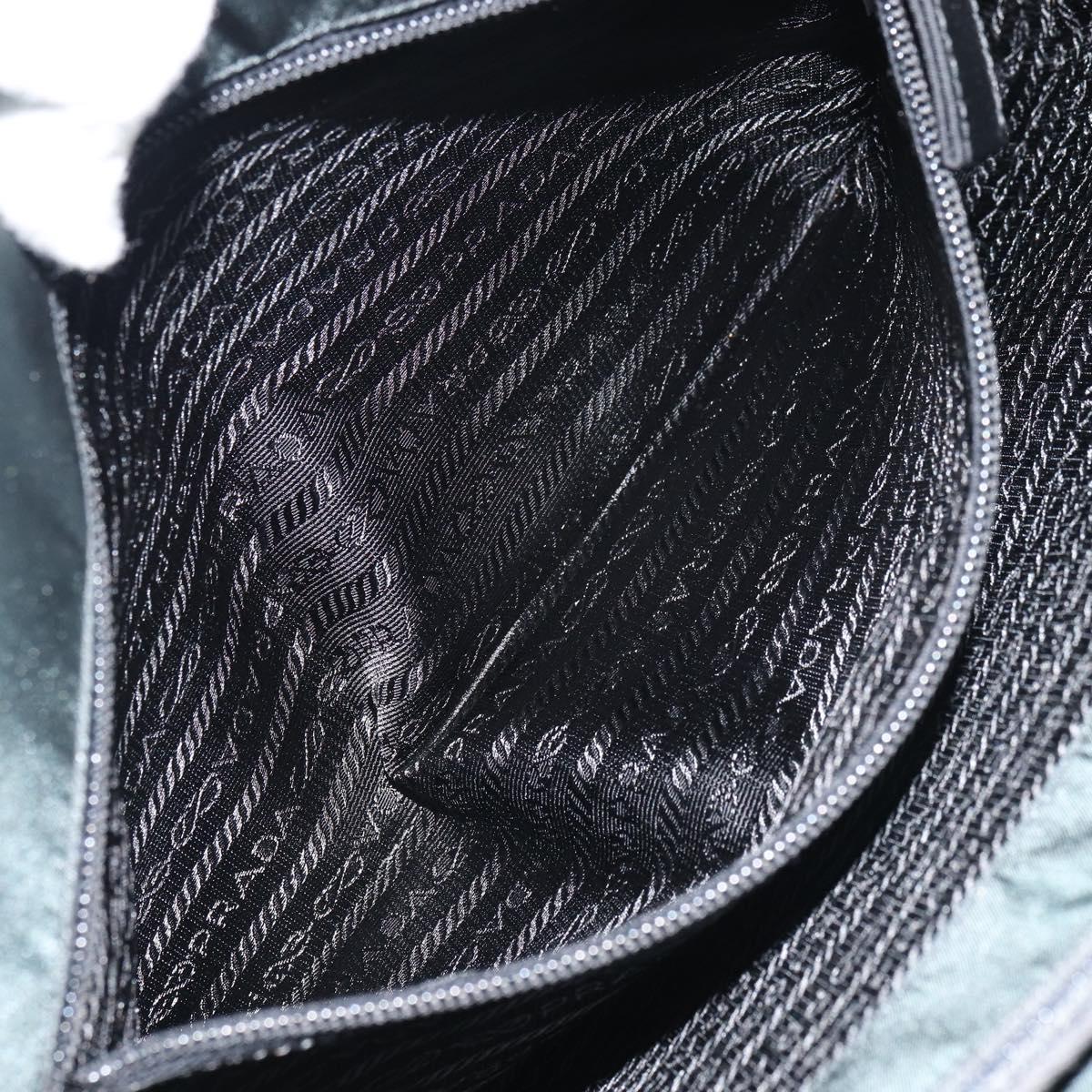 PRADA Hand Bag Nylon Khaki Silver Auth ti3539