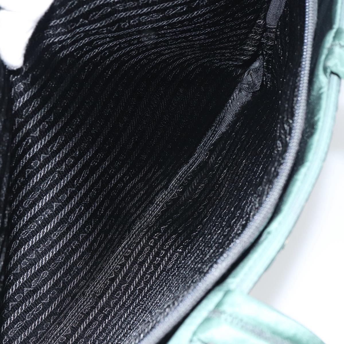 PRADA Hand Bag Nylon Khaki Silver Auth ti3539