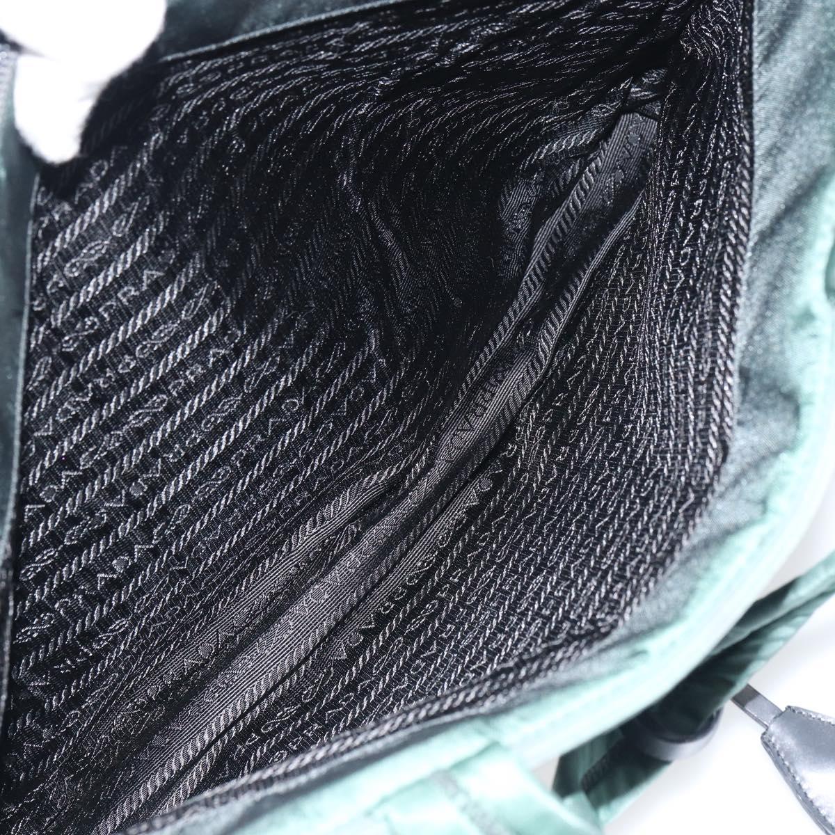 PRADA Hand Bag Nylon Khaki Silver Auth ti3539