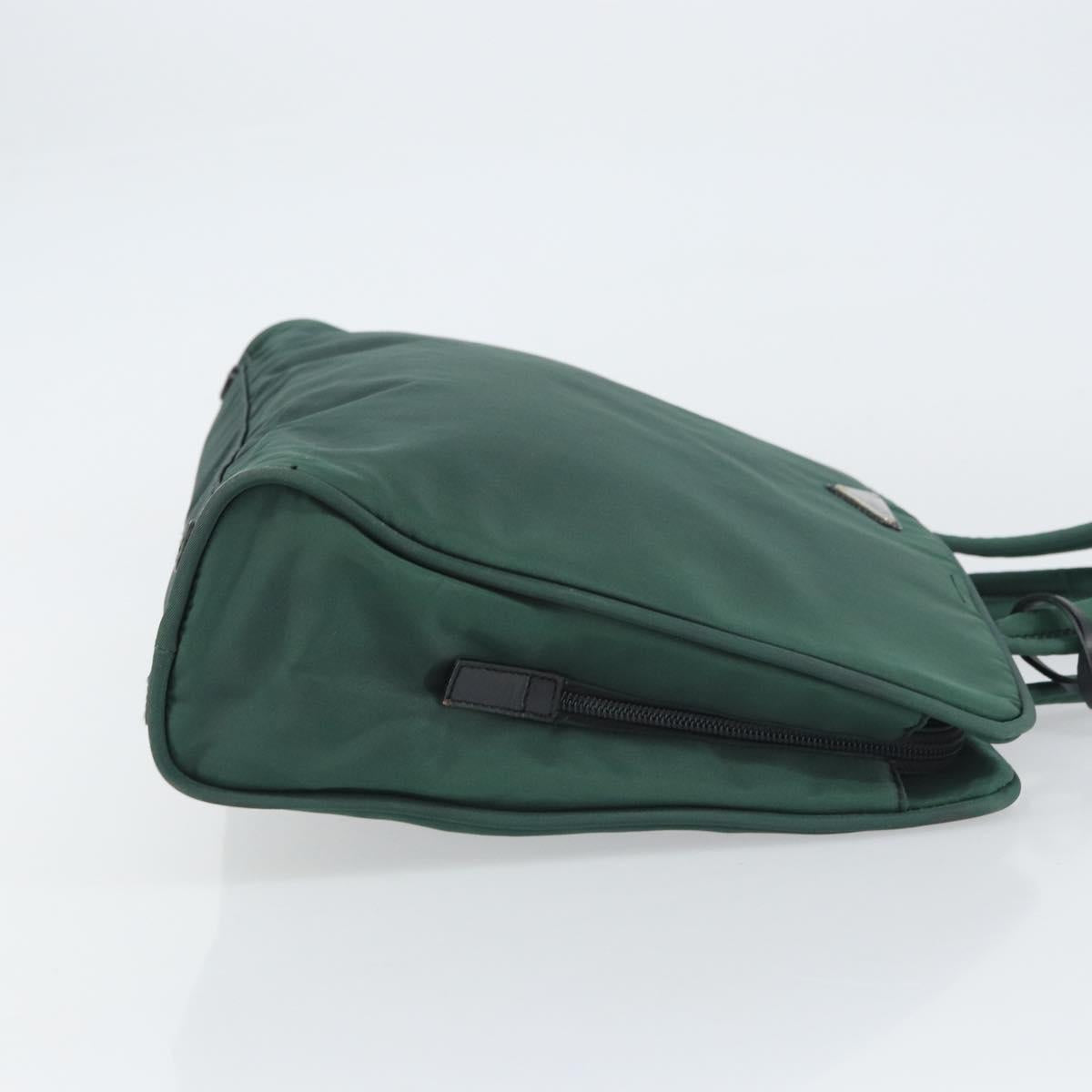 PRADA Hand Bag Nylon Khaki Silver Auth ti3539