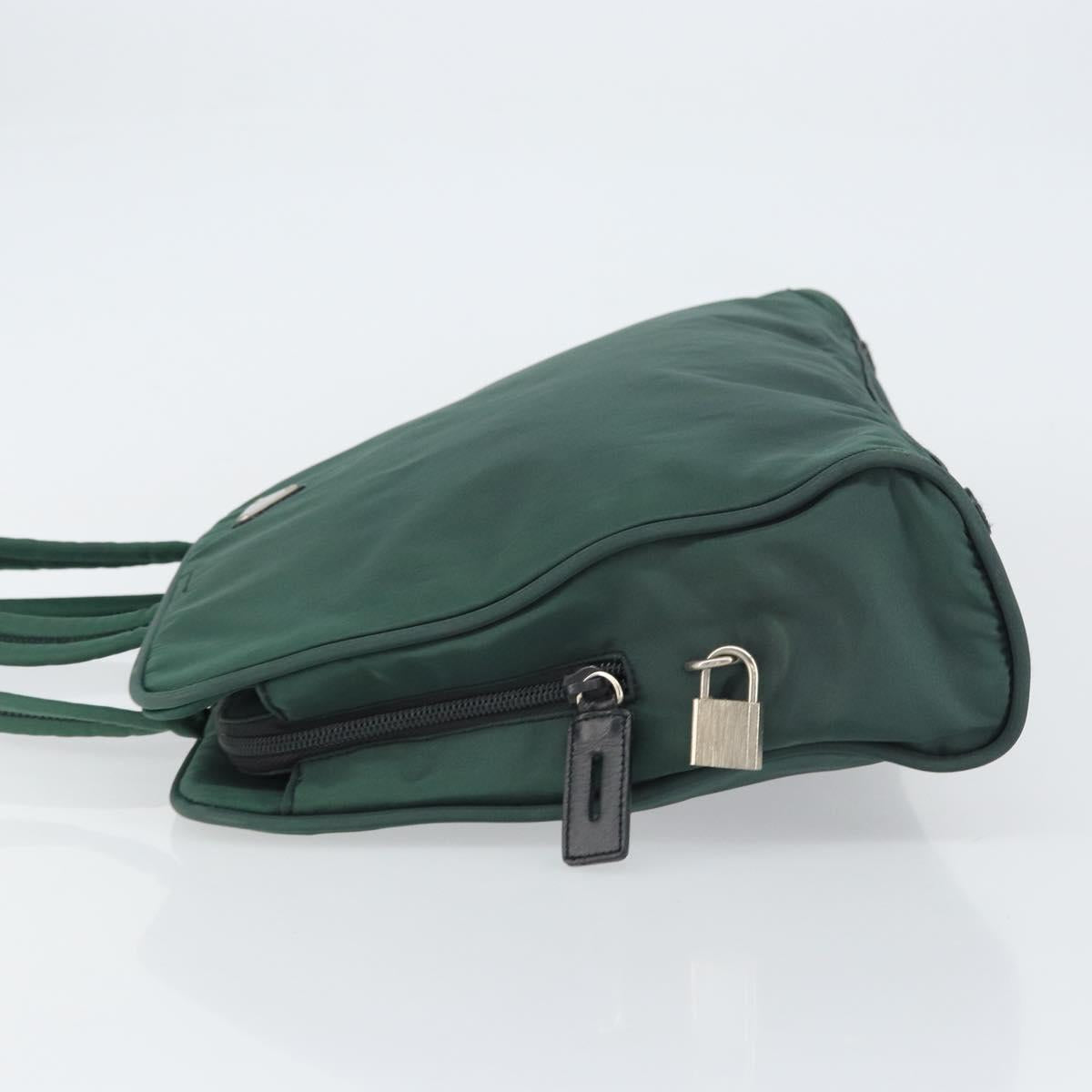 PRADA Hand Bag Nylon Khaki Silver Auth ti3539