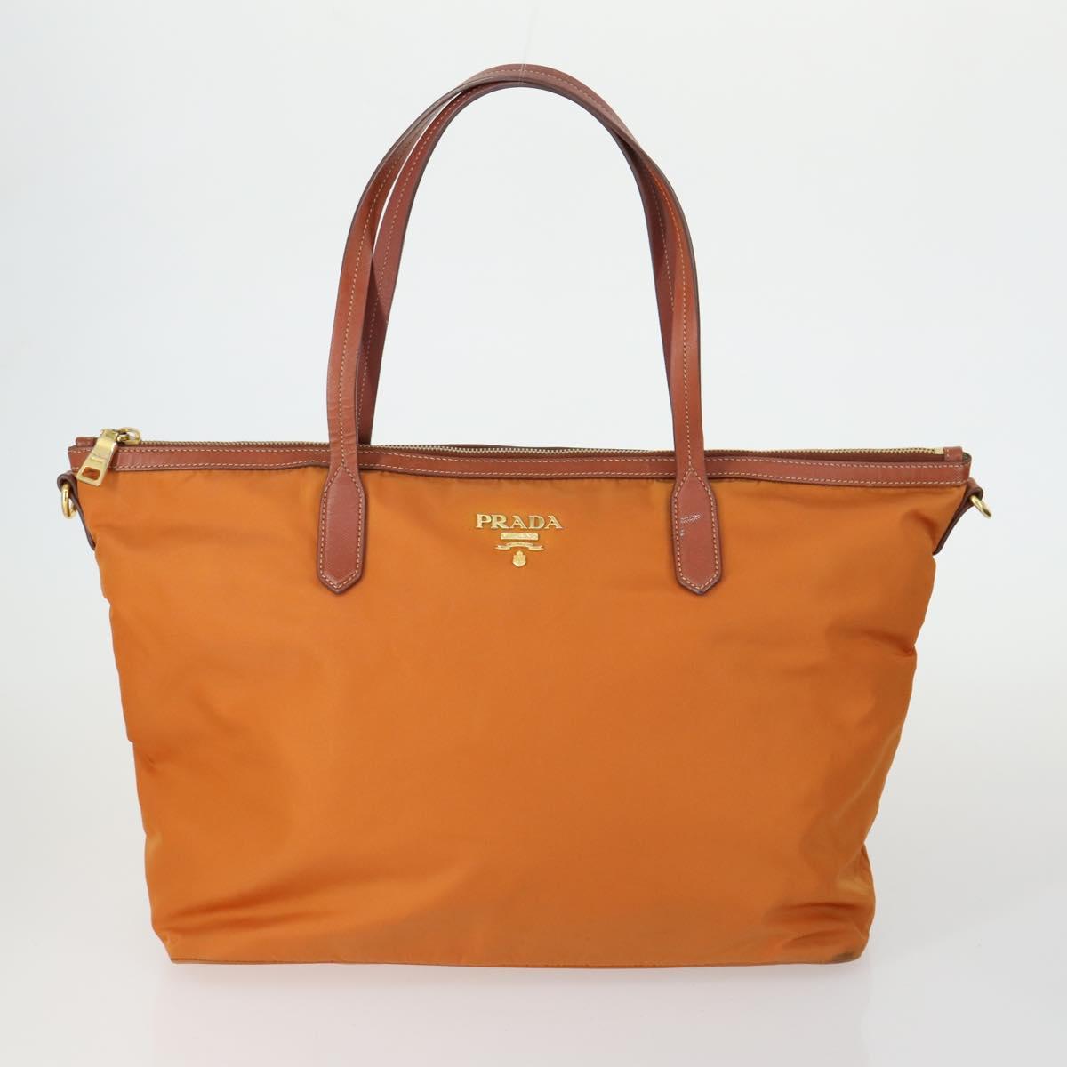 PRADA Bag Nylon Leather Canvas 4 Set Orange Beige Khaki Brown Auth ti3540