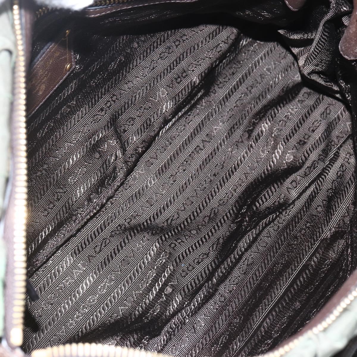 PRADA Hand Bag Nylon 2way Khaki Gold Auth ti3541