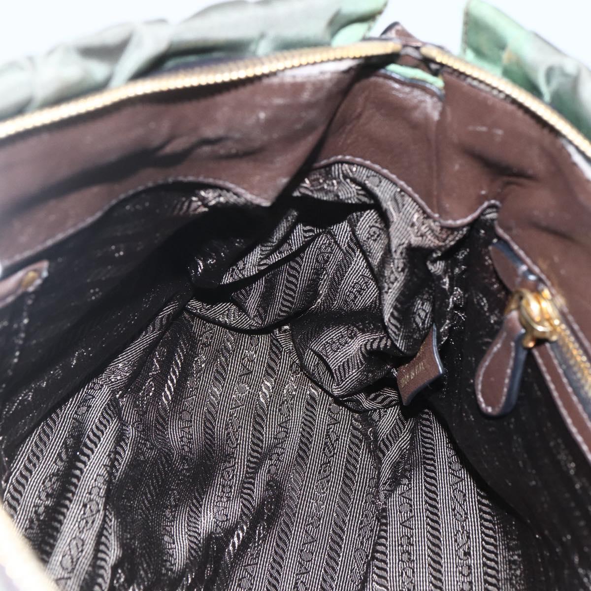 PRADA Hand Bag Nylon 2way Khaki Gold Auth ti3541