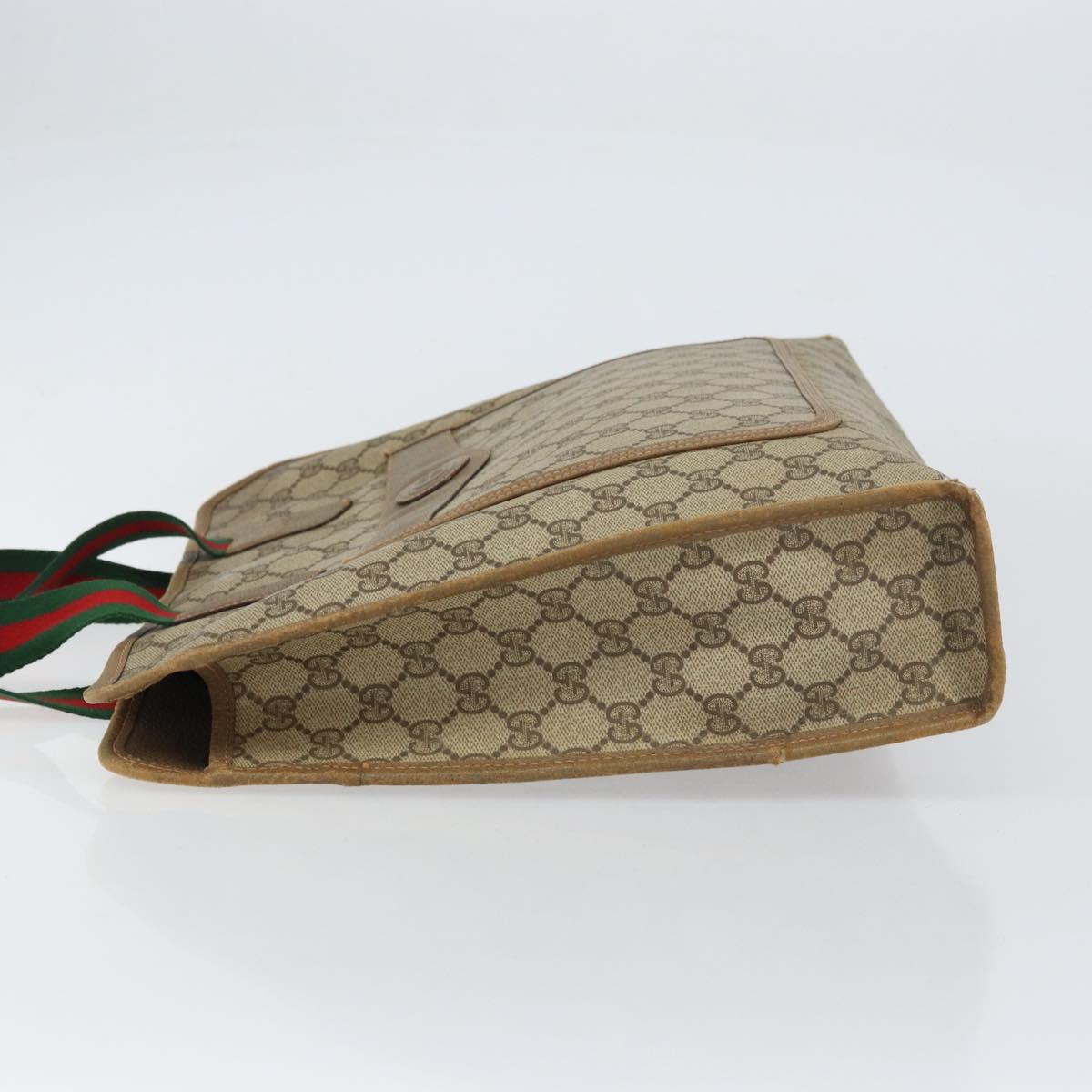 GUCCI GG Supreme Web Sherry Line Tote Bag PVC Beige Red 89 02 997 Auth ti3542