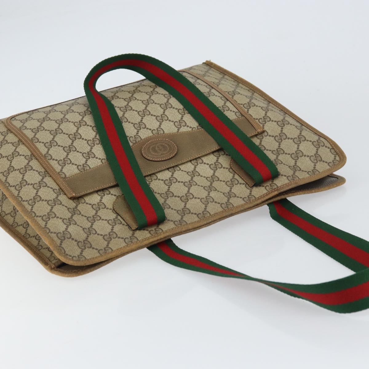 GUCCI GG Supreme Web Sherry Line Tote Bag PVC Beige Red 89 02 997 Auth ti3542