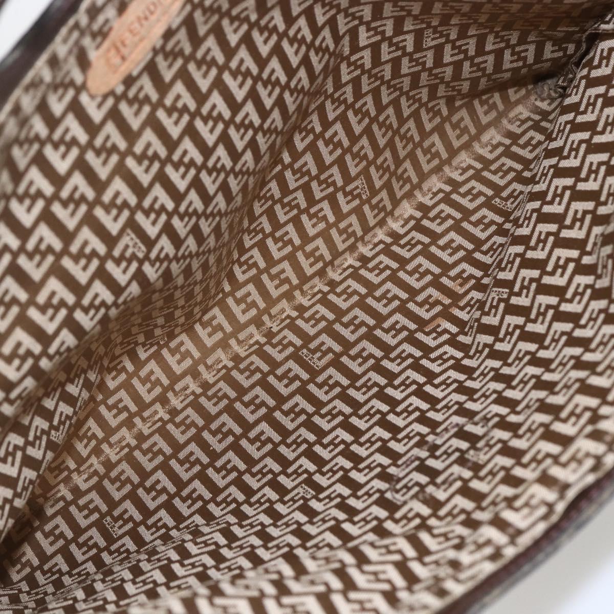 FENDI Zucchino Canvas Hand Bag PVC Vintage Brown Gold Auth ti3543