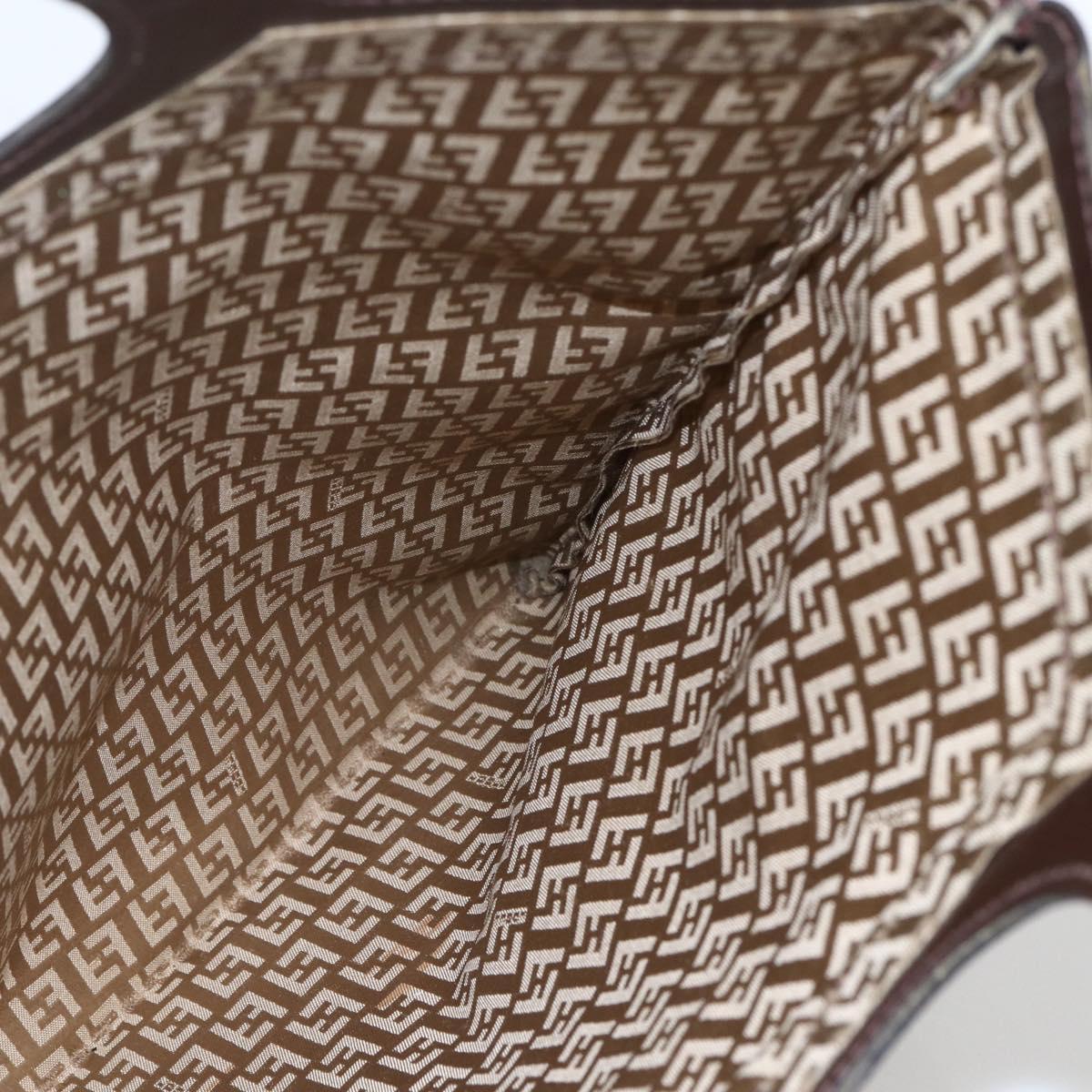 FENDI Zucchino Canvas Hand Bag PVC Vintage Brown Gold Auth ti3543
