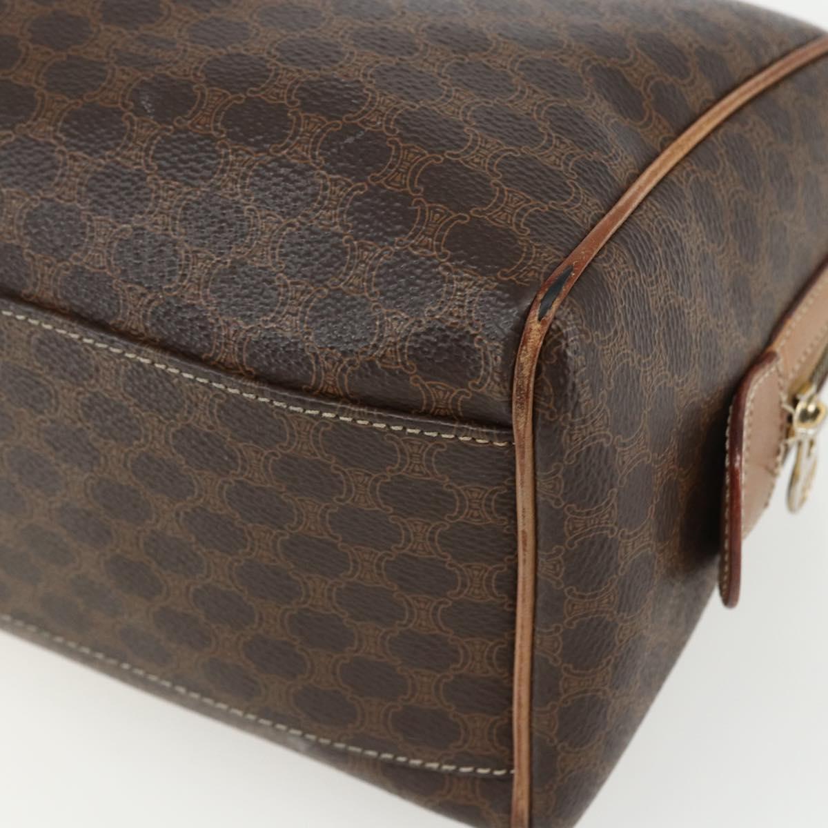 CELINE Macadam Canvas Hand Bag PVC Leather Brown Gold Auth ti3545