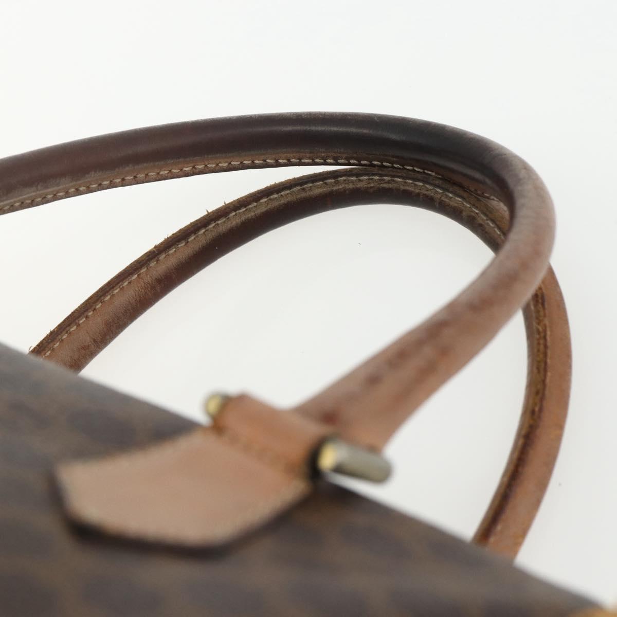 CELINE Macadam Canvas Hand Bag PVC Leather Brown Gold Auth ti3545