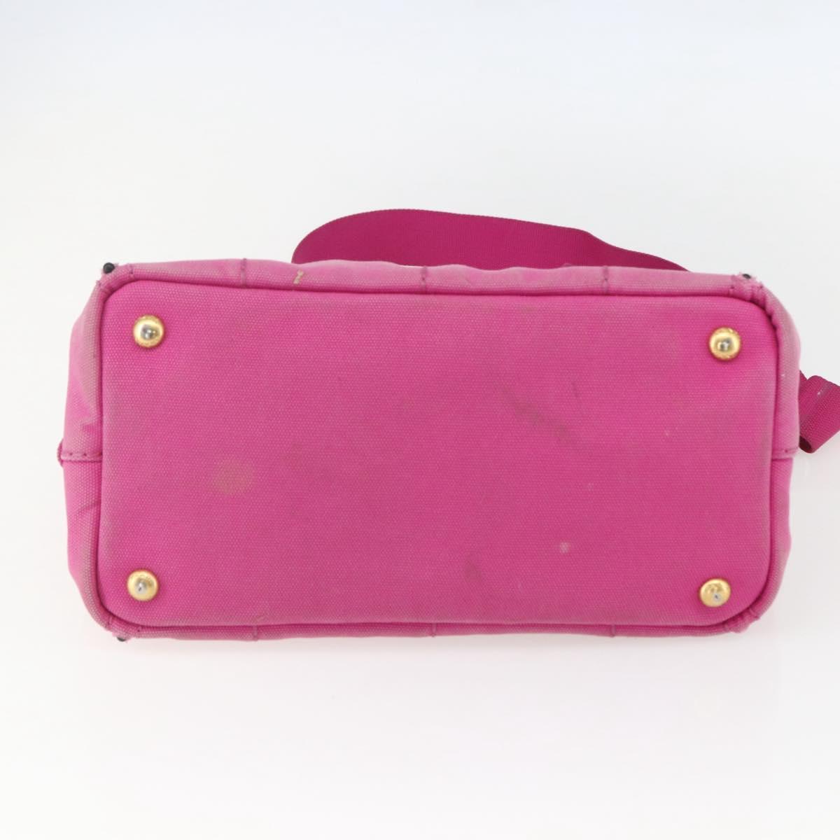 PRADA Canapa PM Hand Bag Canvas 2way Pink Gold Auth ti3547