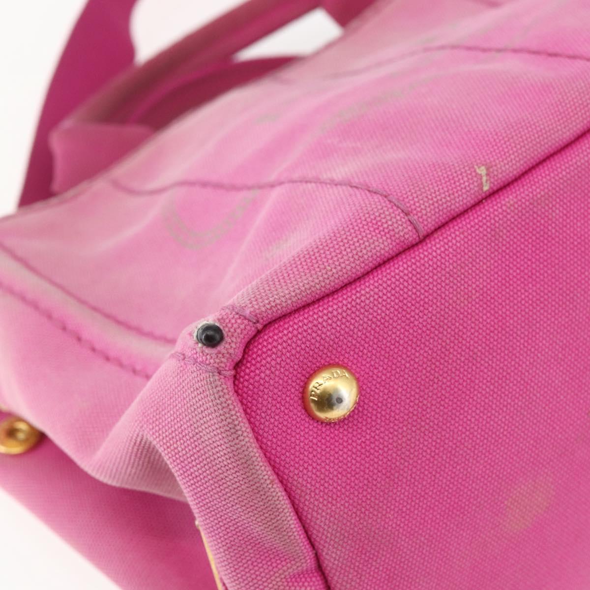 PRADA Canapa PM Hand Bag Canvas 2way Pink Gold Auth ti3547