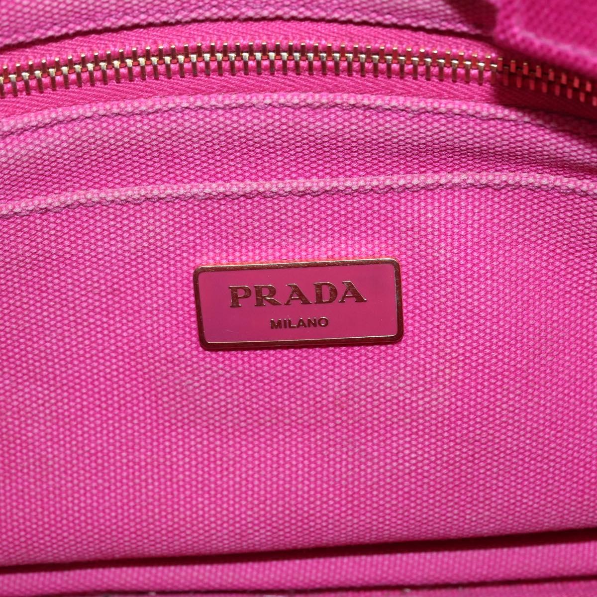 PRADA Canapa PM Hand Bag Canvas 2way Pink Gold Auth ti3547