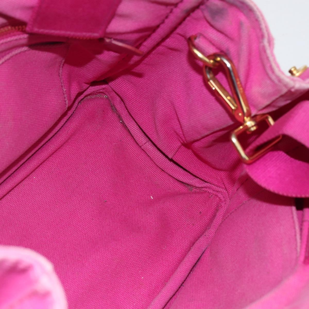 PRADA Canapa PM Hand Bag Canvas 2way Pink Gold Auth ti3547