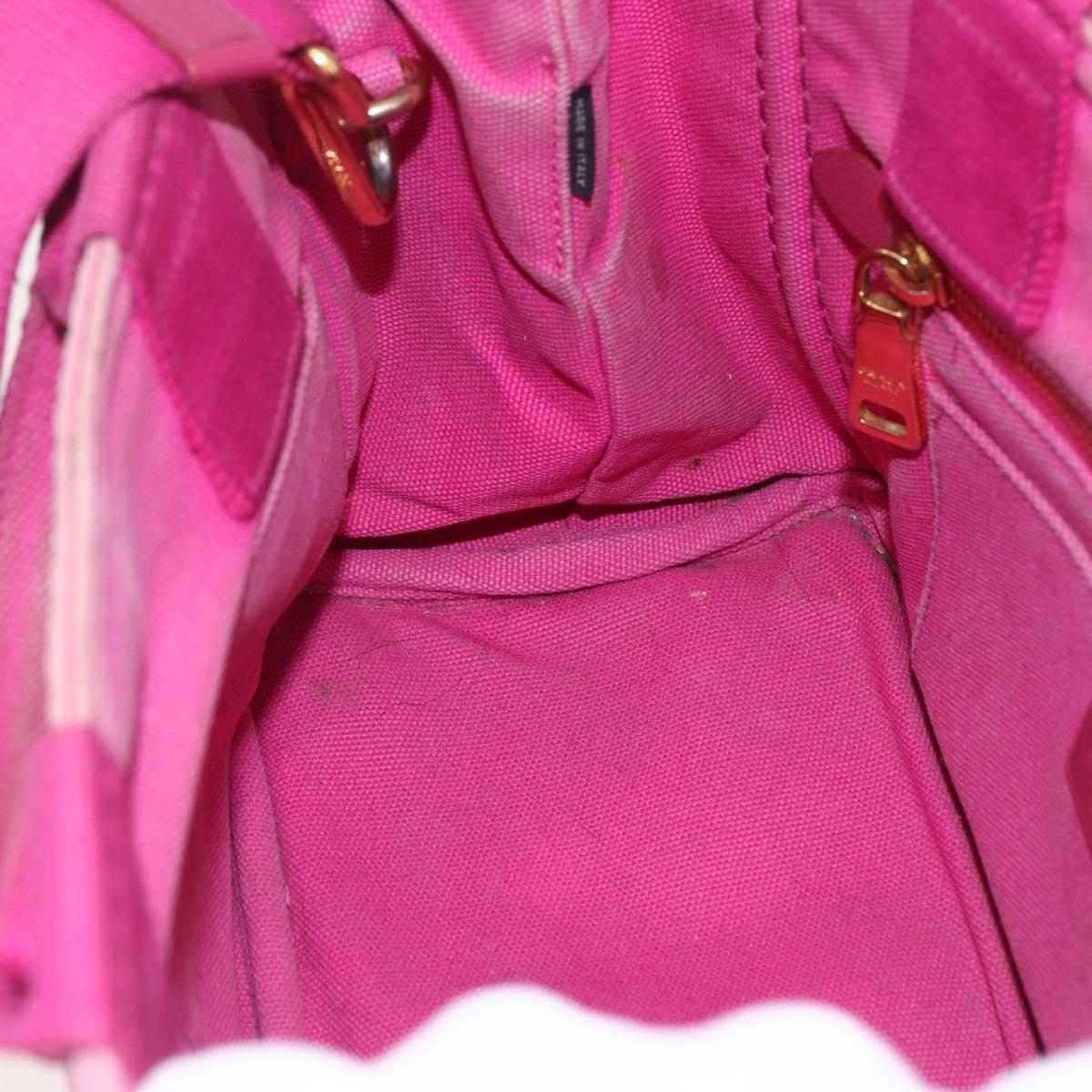 PRADA Canapa PM Hand Bag Canvas 2way Pink Gold Auth ti3547