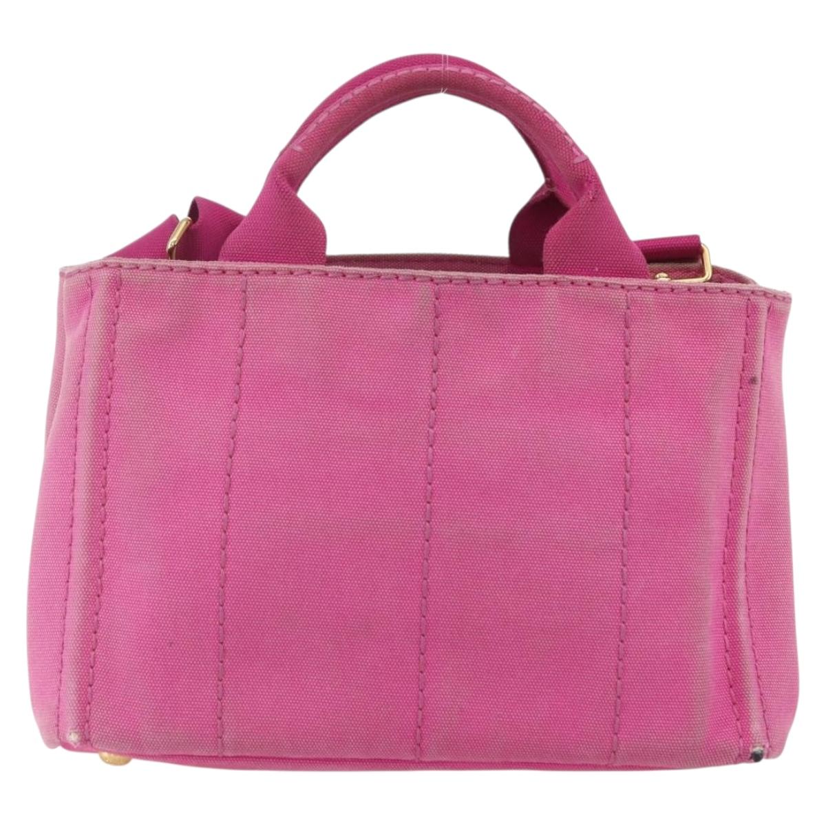 PRADA Canapa PM Hand Bag Canvas 2way Pink Gold Auth ti3547
