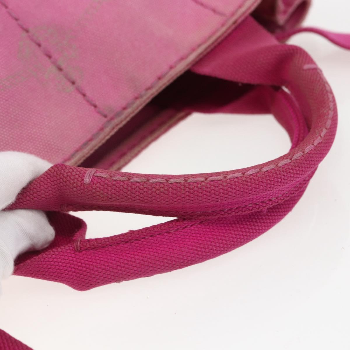 PRADA Canapa PM Hand Bag Canvas 2way Pink Gold Auth ti3547