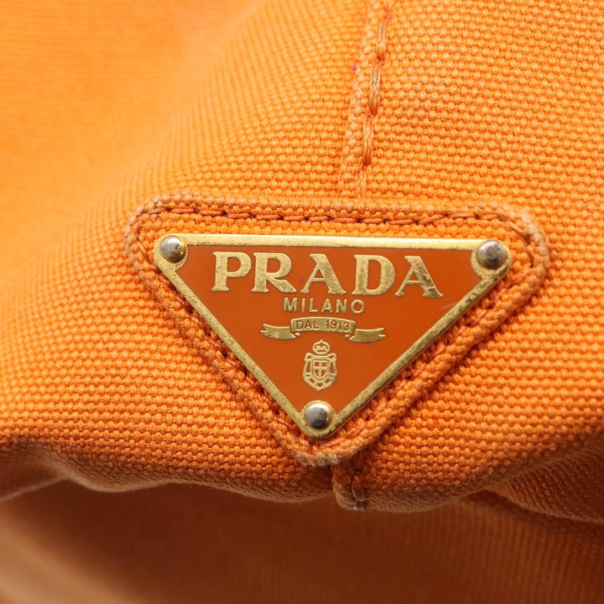 PRADA Canapa GM Hand Bag Canvas Orange Auth ti3548