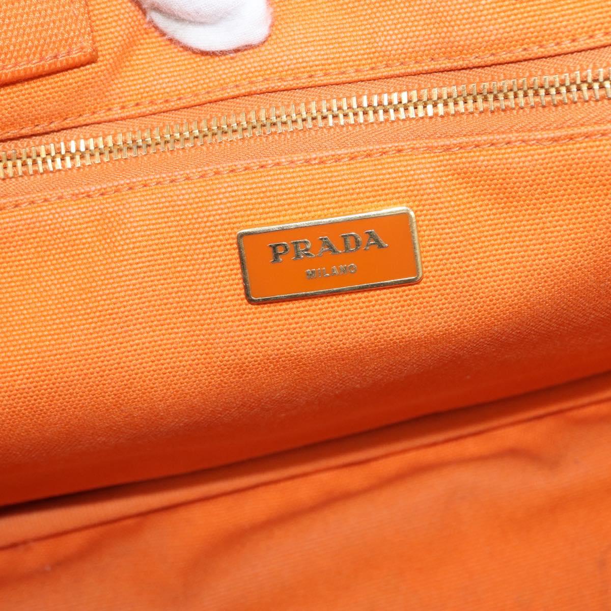 PRADA Canapa GM Hand Bag Canvas Orange Auth ti3548