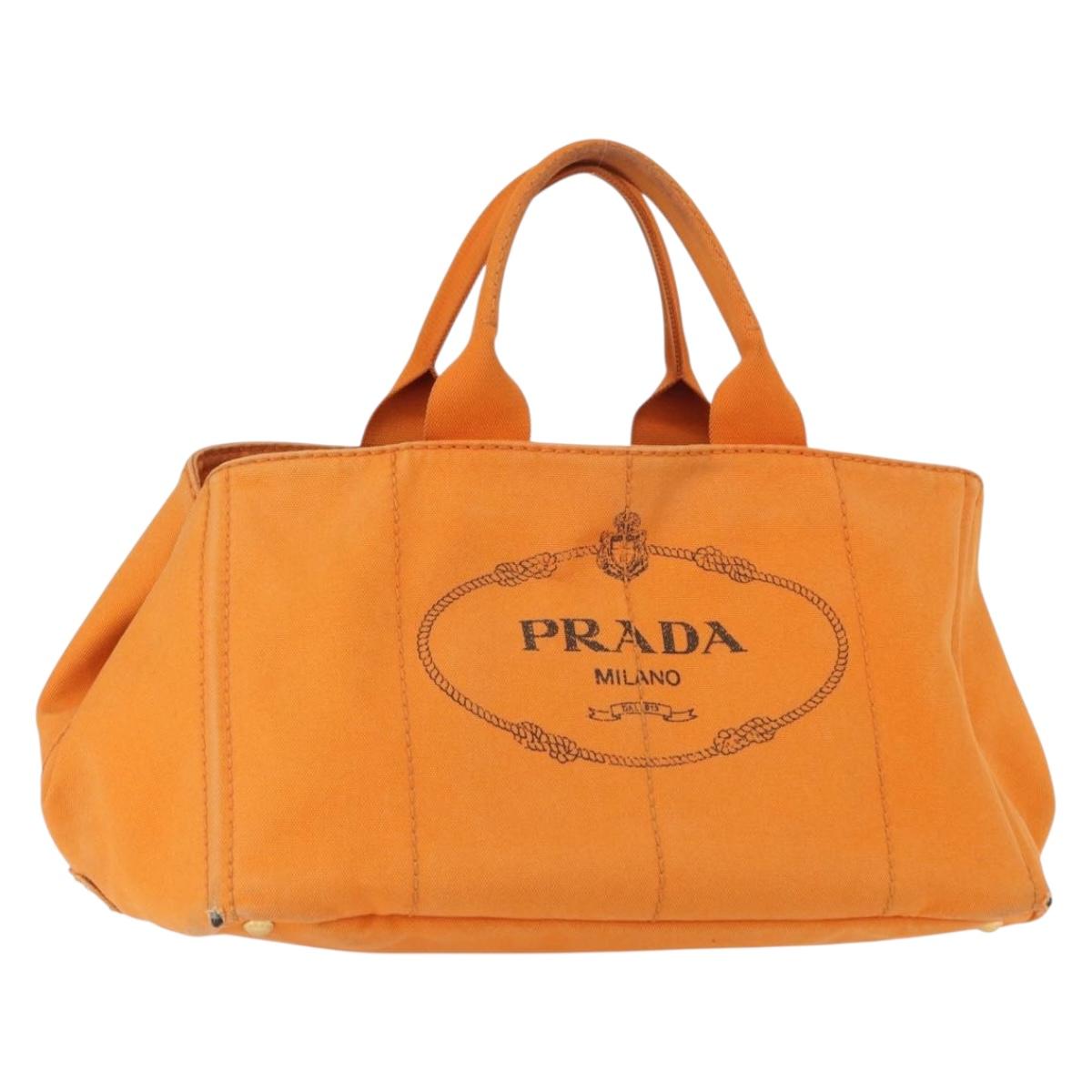 PRADA Canapa GM Hand Bag Canvas Orange Auth ti3548