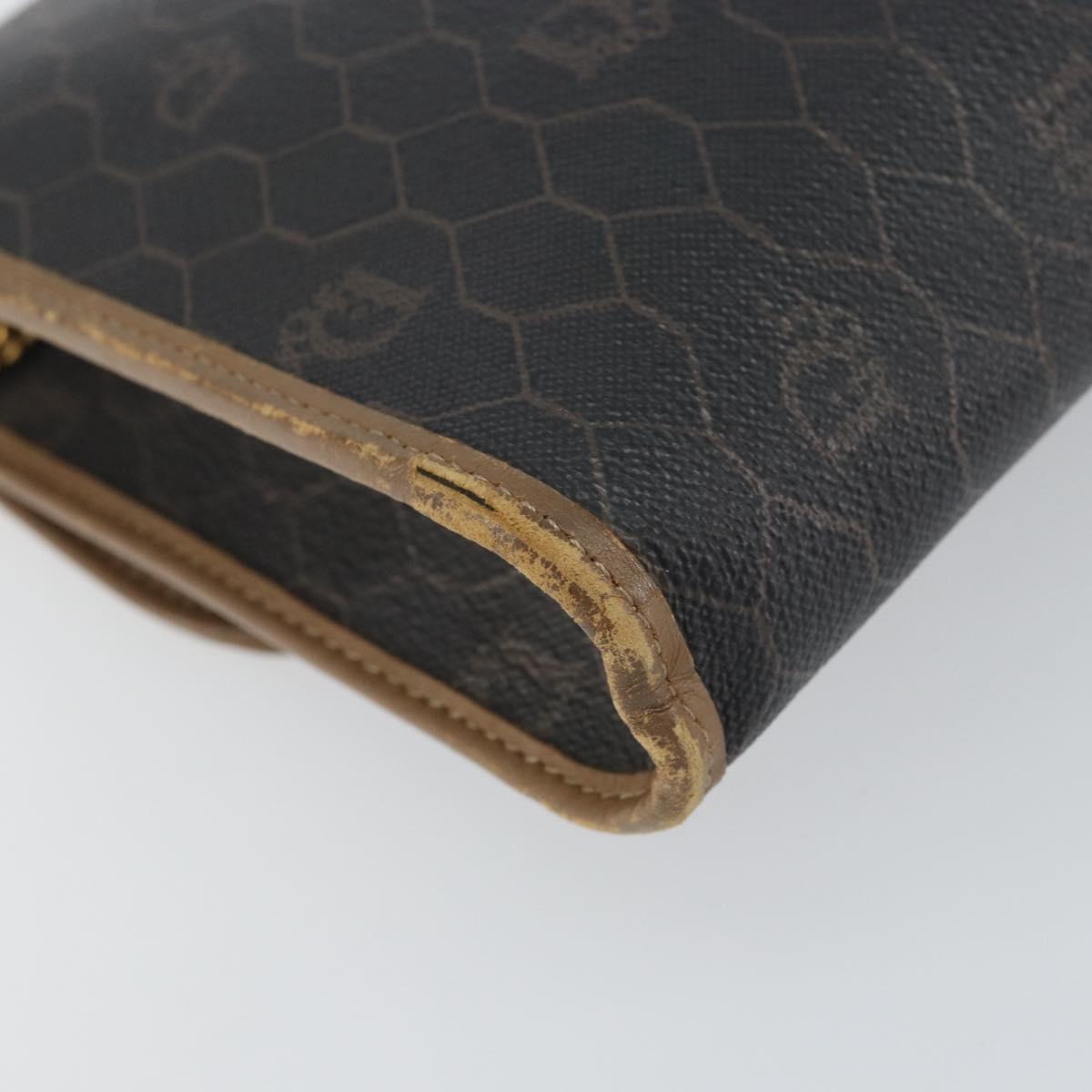 Christian Dior Honeycomb Canvas Chain Shoulder Bag PVC Black Gold Auth ti3549