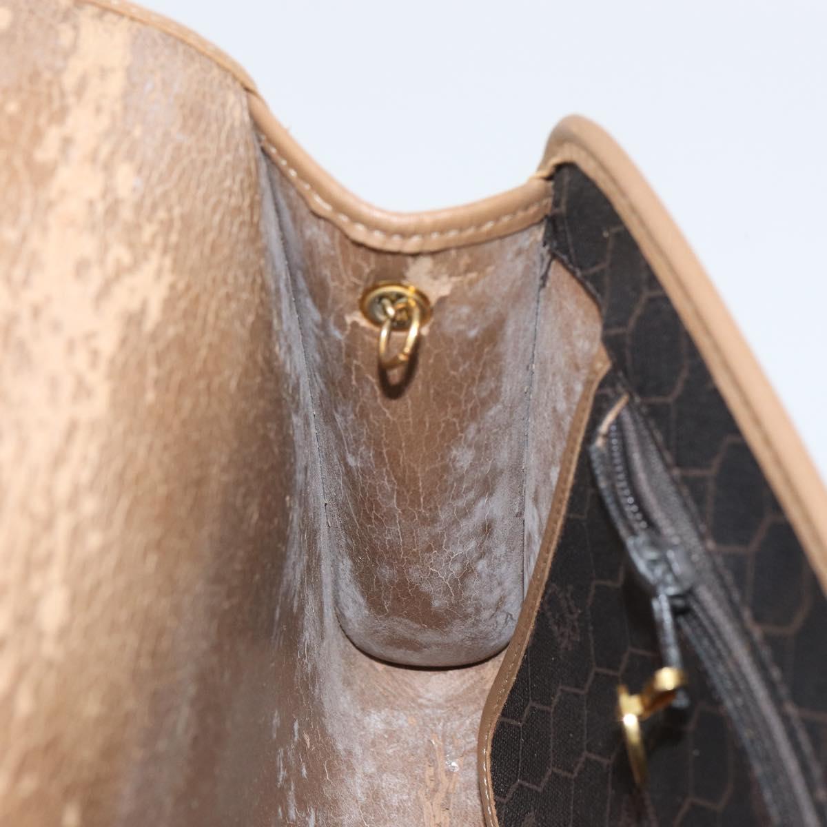 Christian Dior Honeycomb Canvas Chain Shoulder Bag PVC Black Gold Auth ti3549