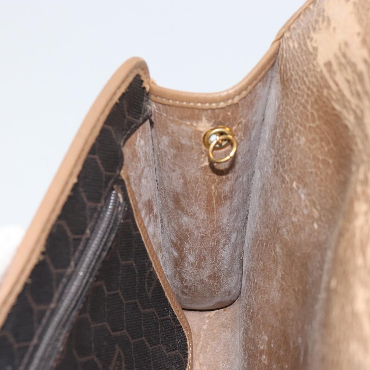 Christian Dior Honeycomb Canvas Chain Shoulder Bag PVC Black Gold Auth ti3549