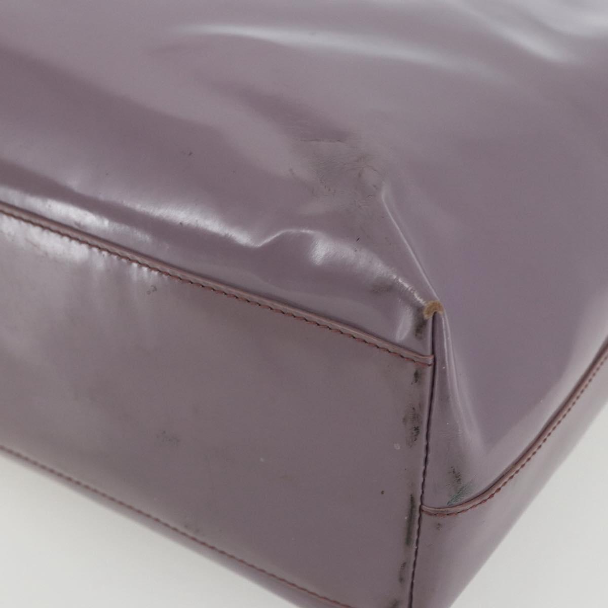 PRADA Hand Bag Patent leather Purple Silver Auth ti3551