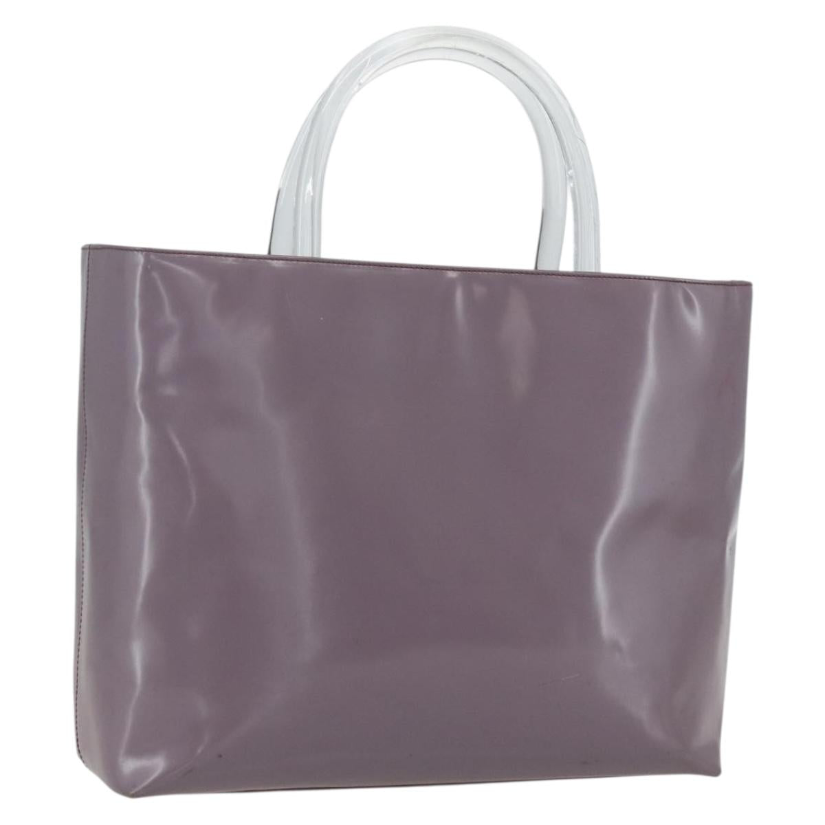 PRADA Hand Bag Patent leather Purple Silver Auth ti3551