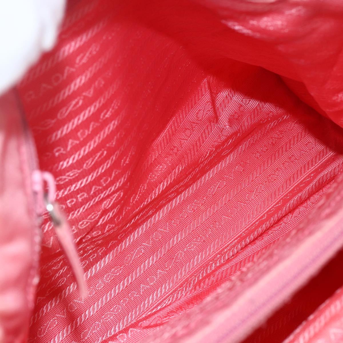 PRADA Hand Bag Nylon Pink Silver Auth ti3552