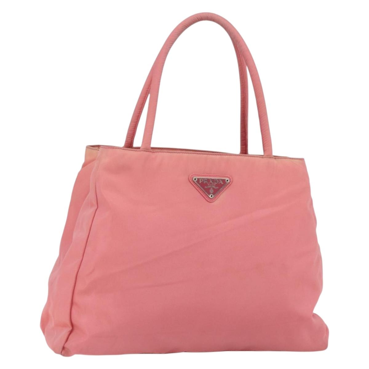 PRADA Hand Bag Nylon Pink Silver Auth ti3552