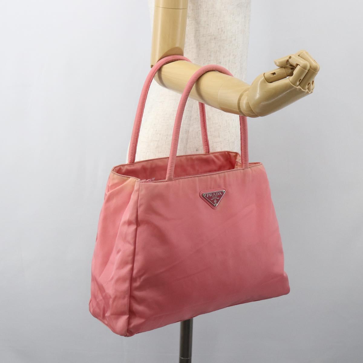 PRADA Hand Bag Nylon Pink Silver Auth ti3552
