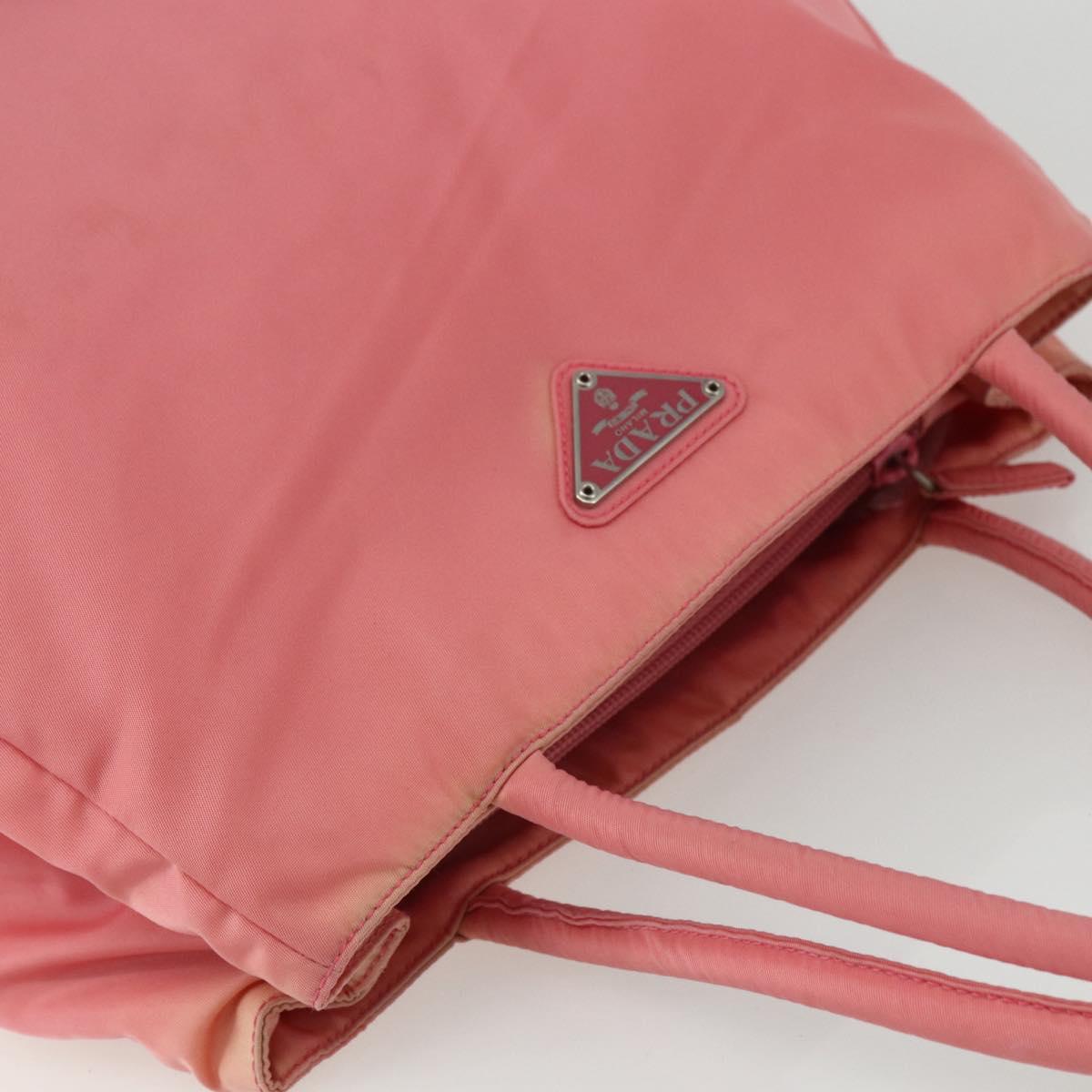 PRADA Hand Bag Nylon Pink Silver Auth ti3552