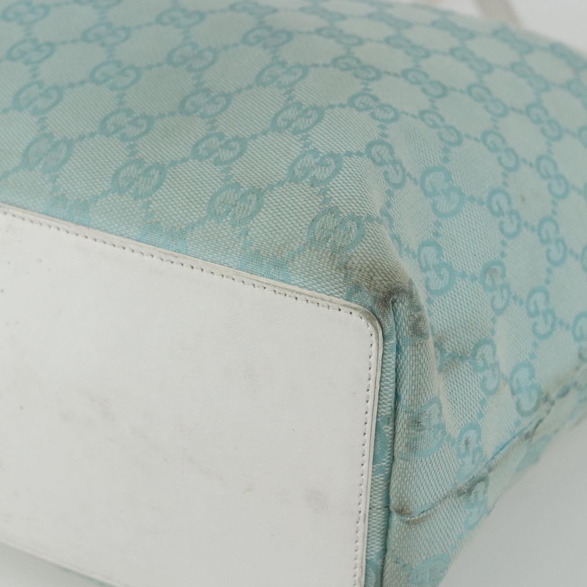 GUCCI GG Canvas Tote Bag Light Blue Gold 002 1098 Auth ti3554