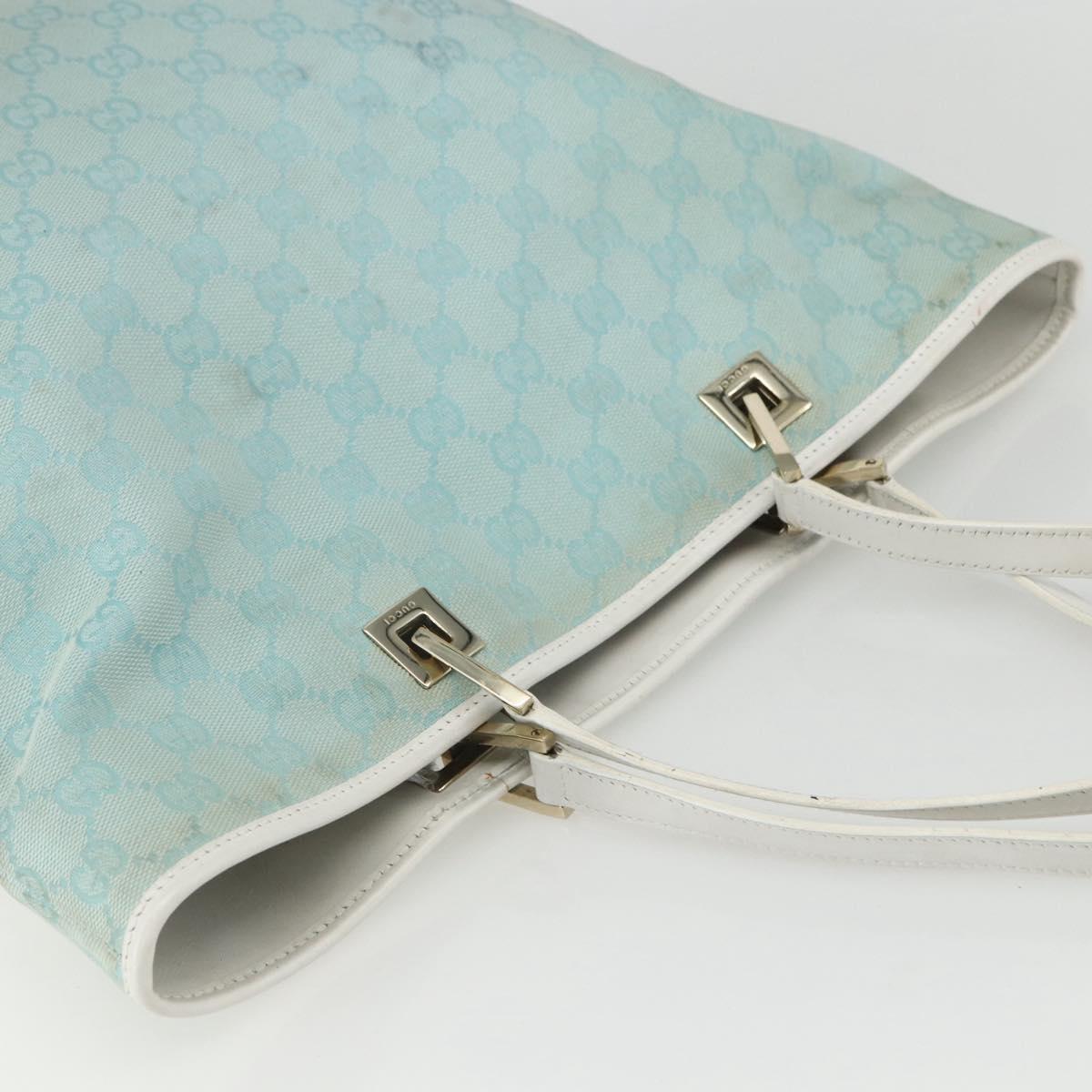 GUCCI GG Canvas Tote Bag Light Blue Gold 002 1098 Auth ti3554