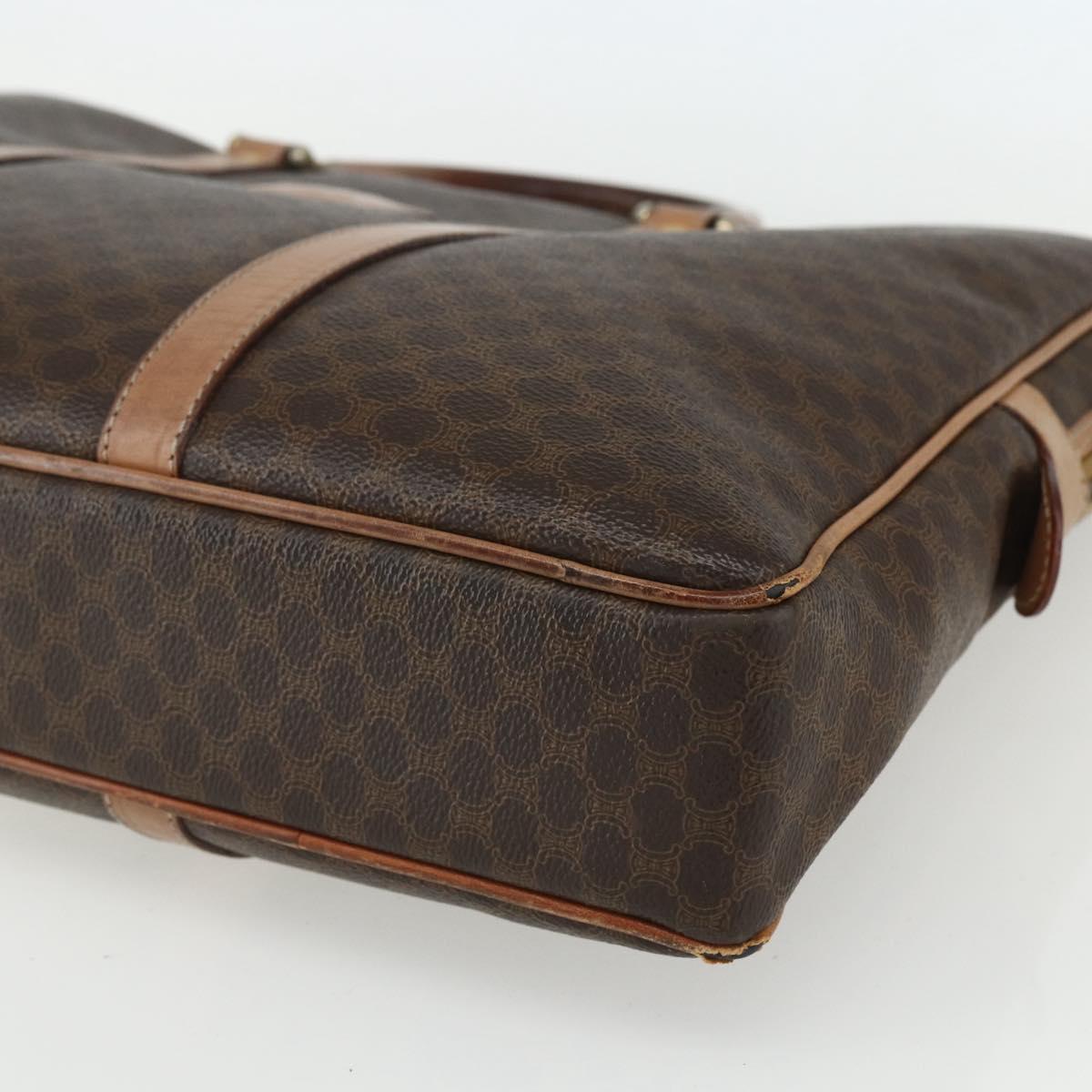 CELINE Macadam Canvas Business Bag PVC Brown Gold Auth ti3555