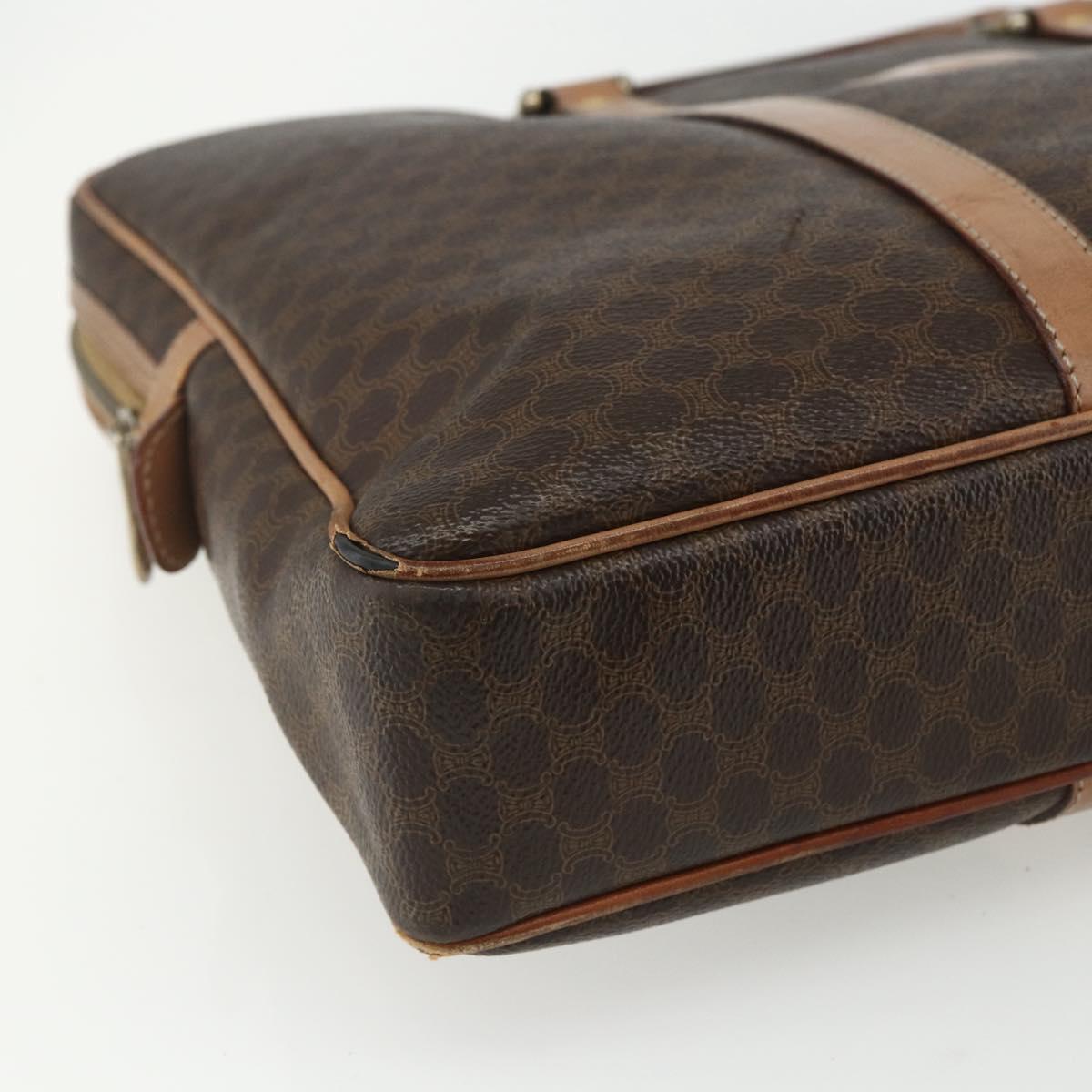 CELINE Macadam Canvas Business Bag PVC Brown Gold Auth ti3555