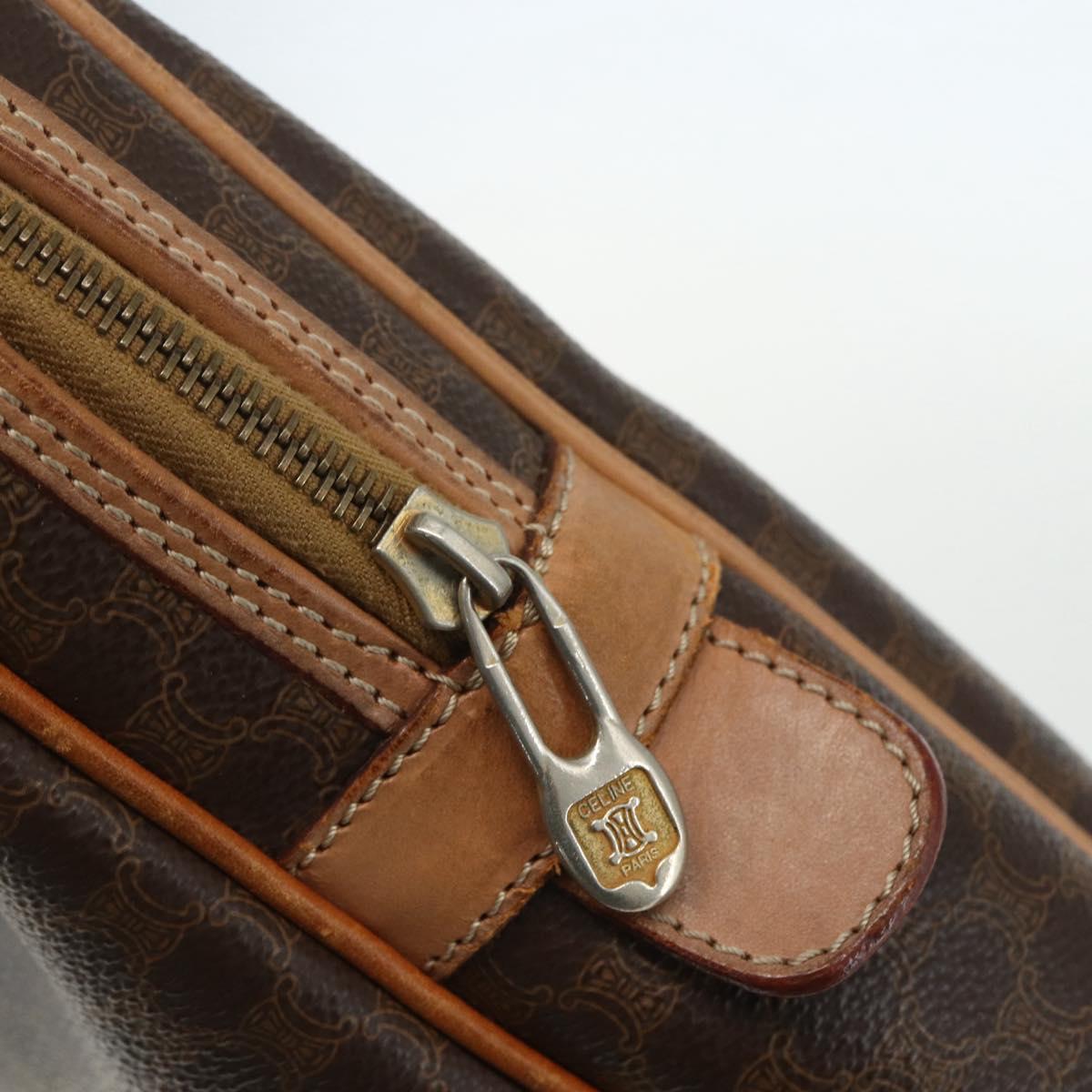 CELINE Macadam Canvas Business Bag PVC Brown Gold Auth ti3555