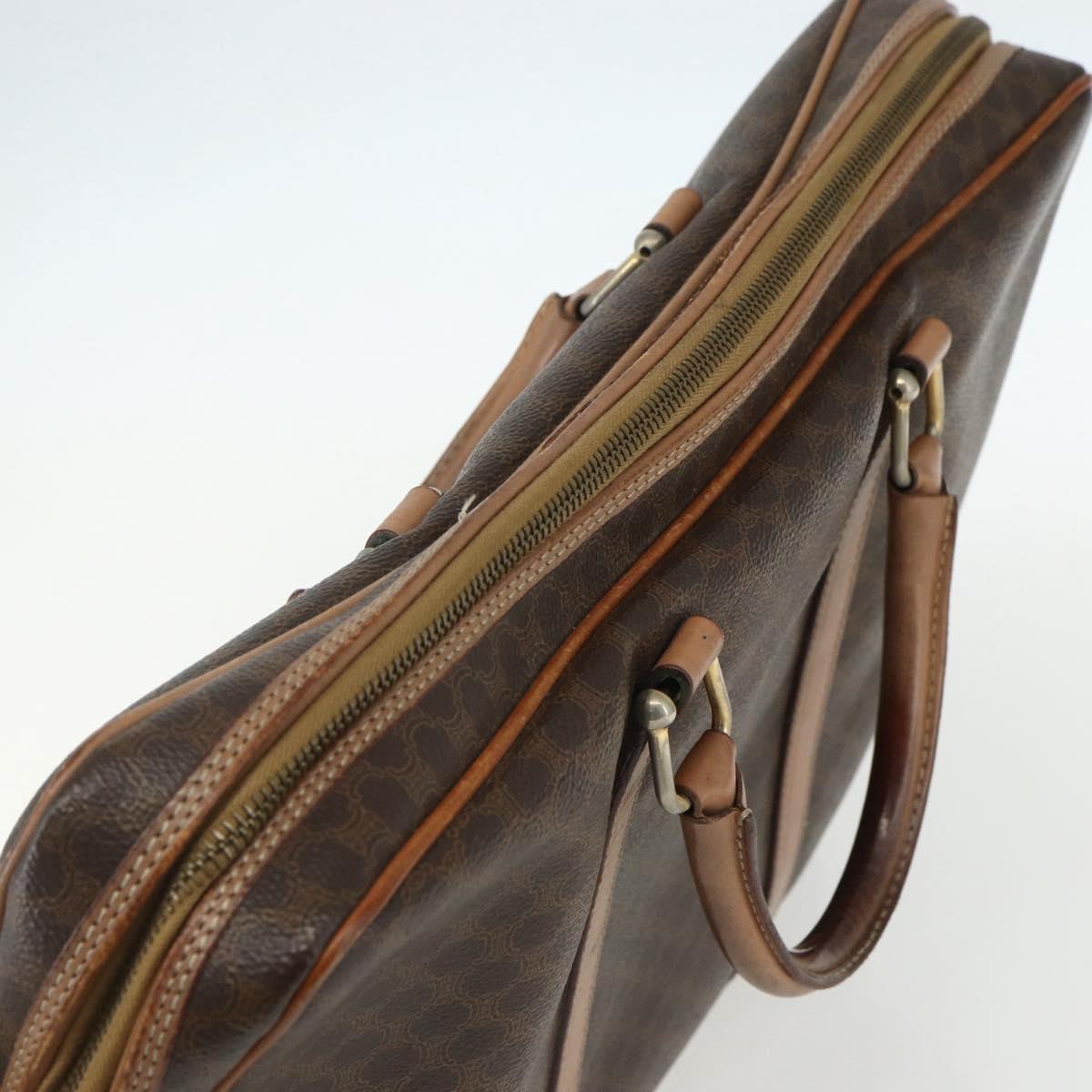 CELINE Macadam Canvas Business Bag PVC Brown Gold Auth ti3555