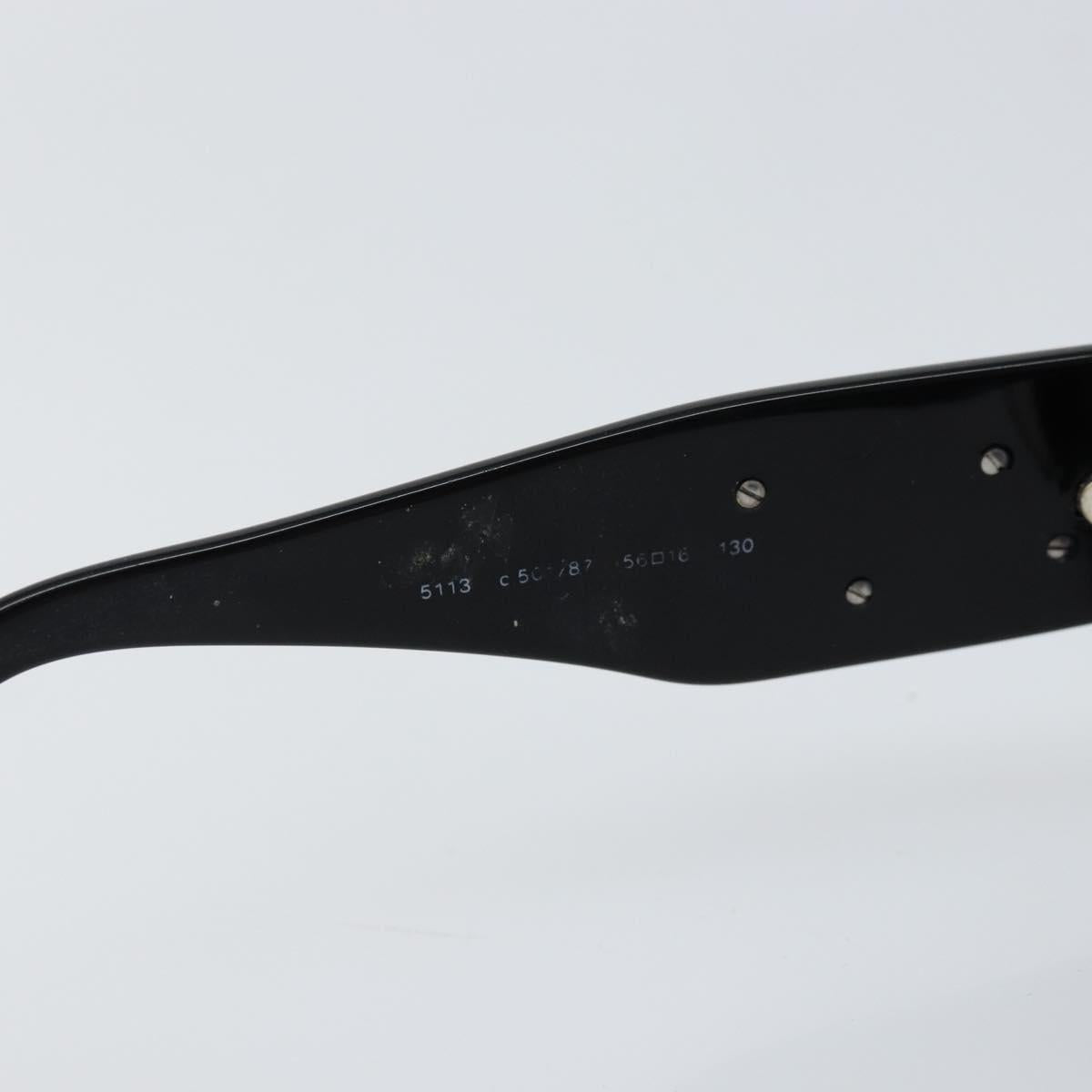 CHANEL COCO Mark Camelia Sunglasses plastic Black CC Auth ti3556