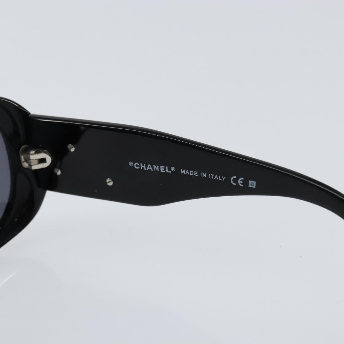 CHANEL COCO Mark Camelia Sunglasses plastic Black CC Auth ti3556