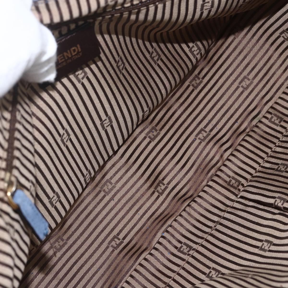 FENDI Chameleon Shoulder Bag Leather Blue gold Auth ti3558