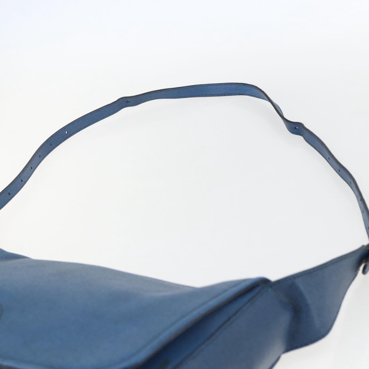 FENDI Chameleon Shoulder Bag Leather Blue gold Auth ti3558