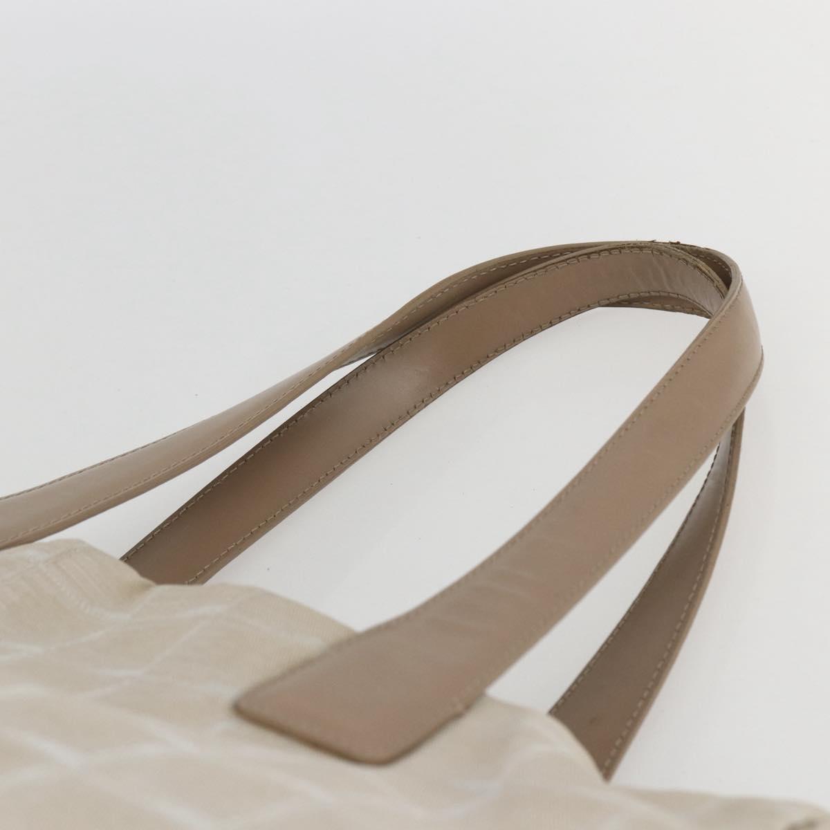 CHANEL New travel line Tote Bag Nylon Beige Gold CC Auth ti3559